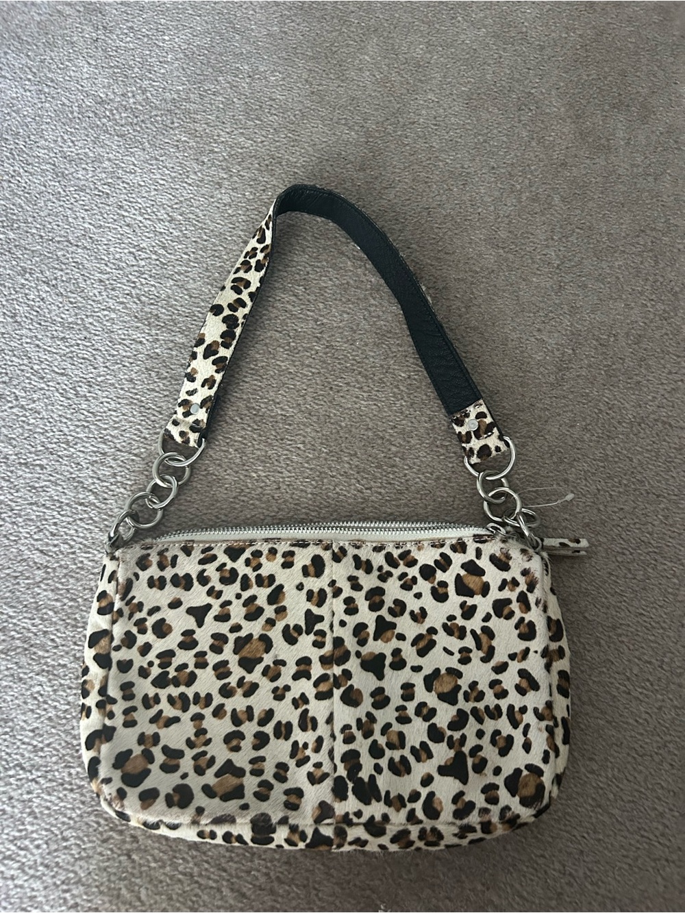 Free People Leopard Print Mini Shoulder Bag - Cream and Brown